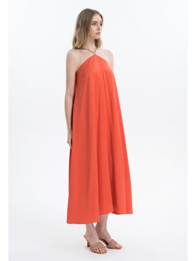 Chain Neck Solid Under Abaya Maxi Dress -Sale
