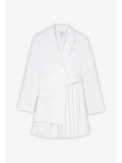 Pleated Notched Collar Solid Dress- Ramadan Style