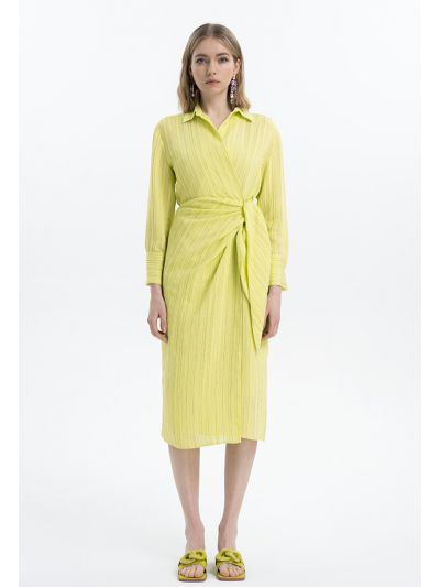 Striped Wrap Midi Dress Set -Sale