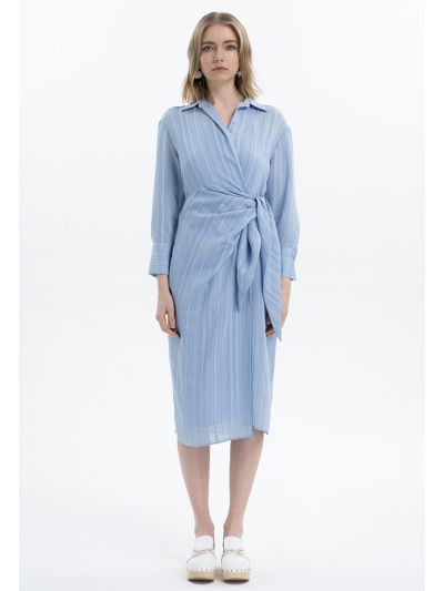 Striped Wrap Midi Dress Set -Sale
