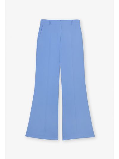 Flared High Waist Solid Trouser