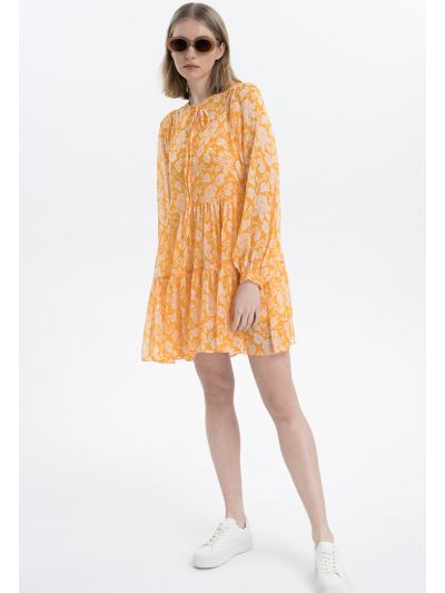 Flower Printed Flared Blouse -Sale