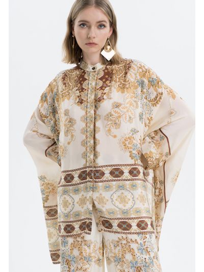 Long Side Slit Printed Kaftan Blouse (Free Size) -Sale