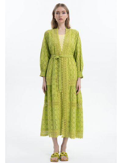 Allover Laced Solid Abaya -Sale