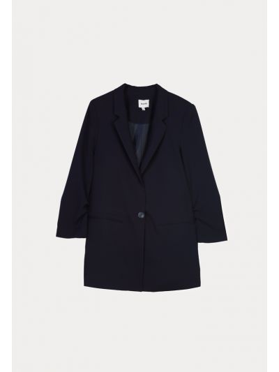 Classic Solid Blazer With Faux Pockets -Sale