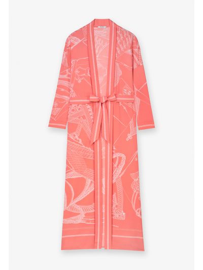 Printed Long Sleeves Belted Maxi Abaya