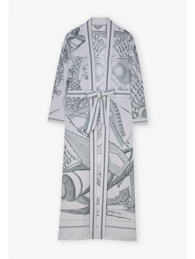Printed Long Sleeves Belted Maxi Abaya