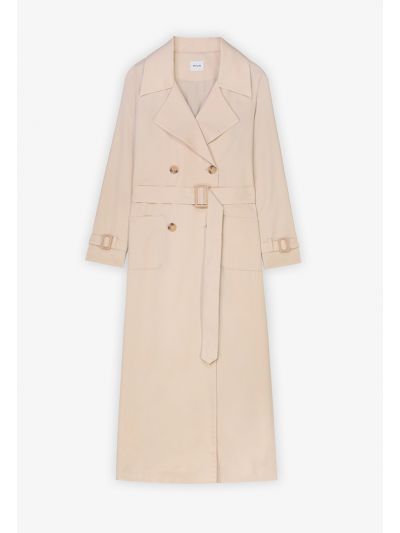 Solid Belted Trench Coat 