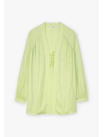 Solid Raglan Sleeves Embroidered Jacket