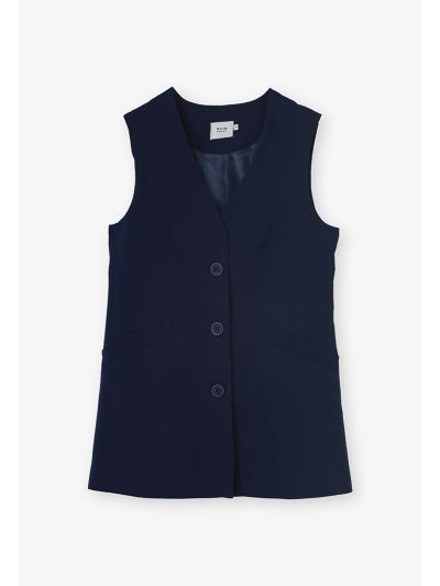 Solid V- Neck Buttoned Vest- Ramadan Style