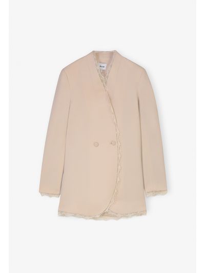 Solid Long Sleeves Double Breasted Blazer 