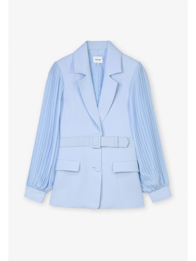 Pleated Sleeve Belted Notched Collar Blazer- Ramadan Style