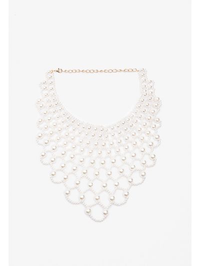 Pearly Beaded Bib Princess Necklace