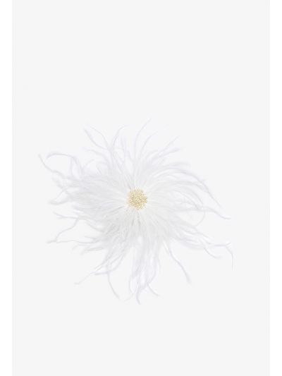 Feather With Pearls Details Brooch