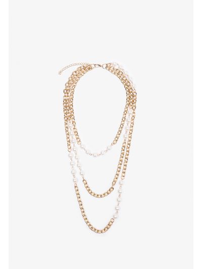 Layered  Pearl Link Matinee Necklace -Sale