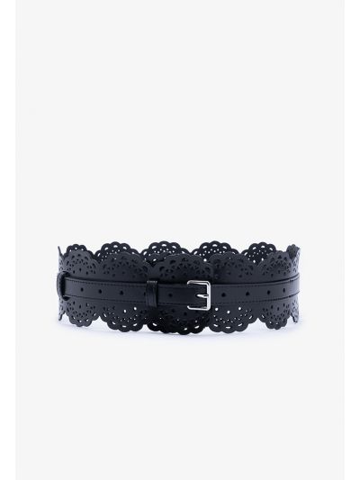 Solid Embellished Leather Belt