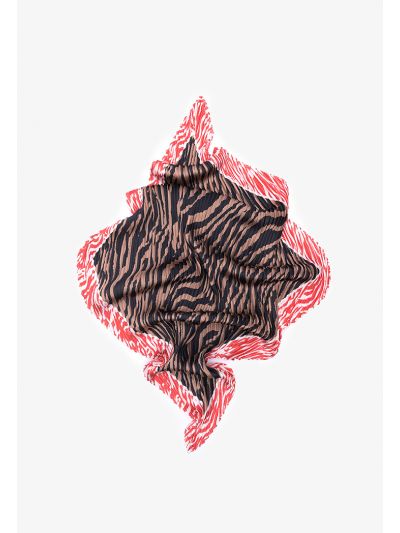 Multicolor Animal Print Pleated Scarf -Sale