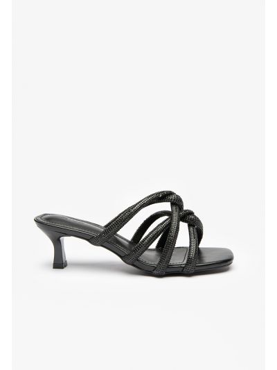 Crystal Embellished Wrap Strapped Mule Sandals -Sale