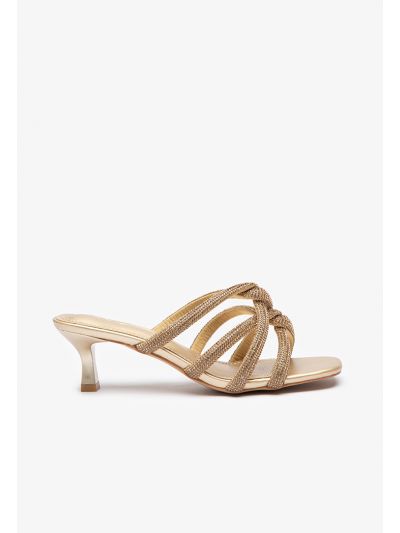 Crystal Embellished Wrap Strapped Mule Sandals -Sale