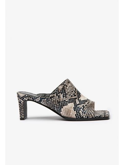 Snake Print Block Heel Sandals -Sale