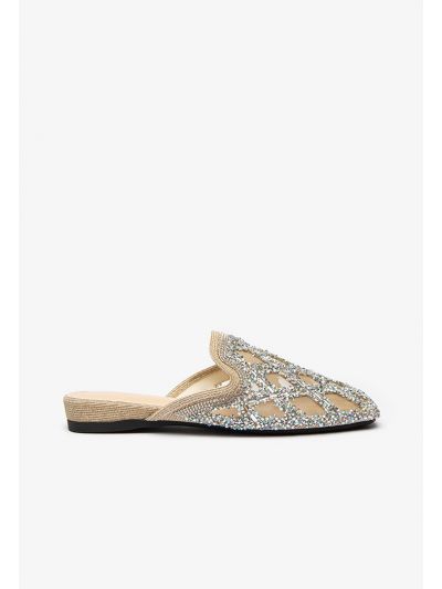 Crystal Strass Embellished Glittery Mules