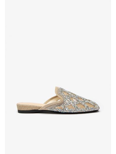 Crystal Strass Embellished Glittery Mules -Sale