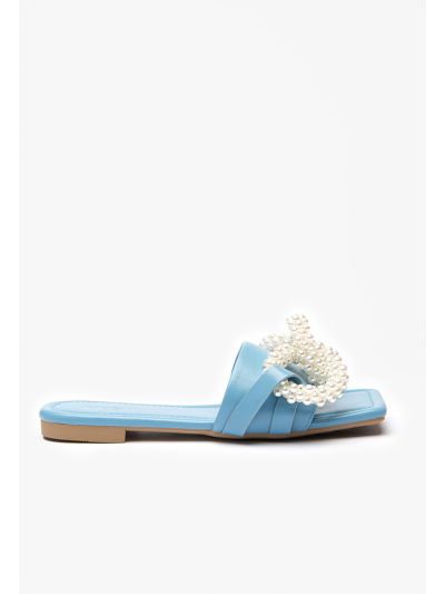 Pearly Linked PU Leather Slides -Sale