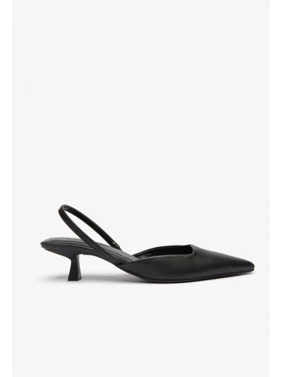 Solid PU Leather Slingback Pumps -Sale