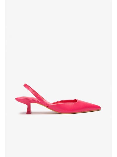 Solid PU Leather Slingback Pumps -Sale