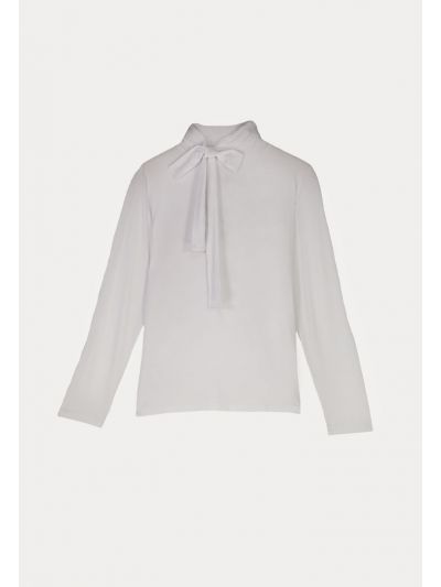 Tie High-Neck Basic Top -Sale