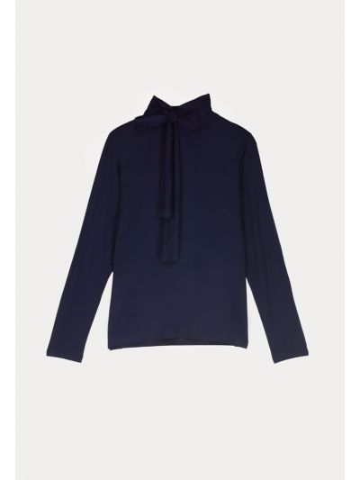 Tie High-Neck Basic Top -Sale