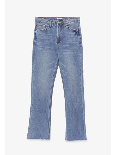Frayed Hem Solid Jeans