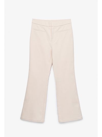 Flared Solid Trousers with Pockets -Sale