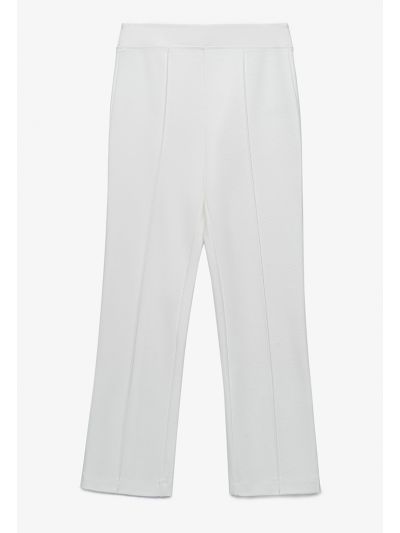 Solid Pin Tuck Stretchable Trouser