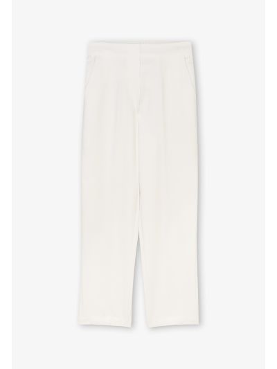 Solid High Waist Pegged Trouser