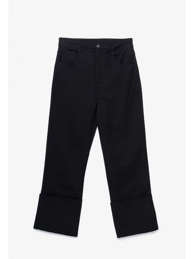 Wide Folded Solid Pants