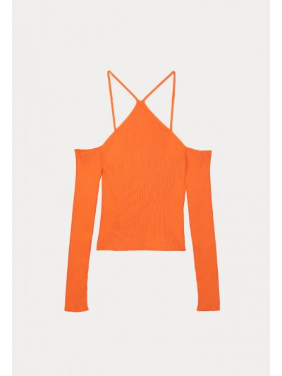 Bardot Neckline With Thin Straps Top