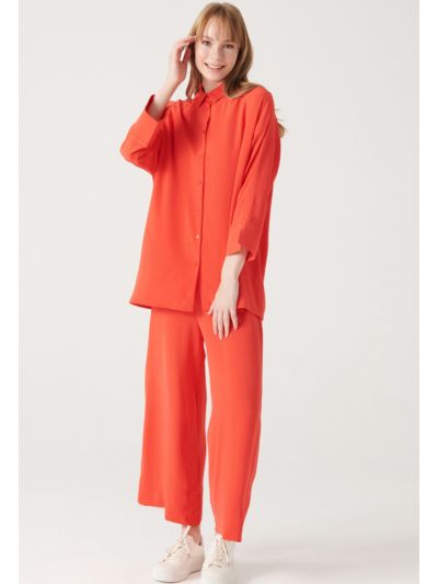 Classic Textured Polyester Shirt and Trouser Set -Sale