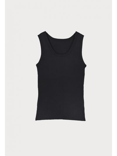Ribbed Solid Round Neckline Knitwear Basic Top