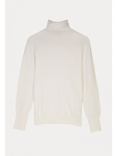 Ribbed Turtle Neckline Slim Fit Solid Basic Top