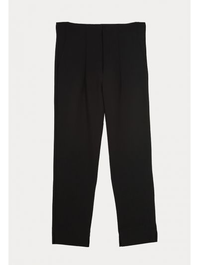 Side Slits Solid High Rise Formal Trousers