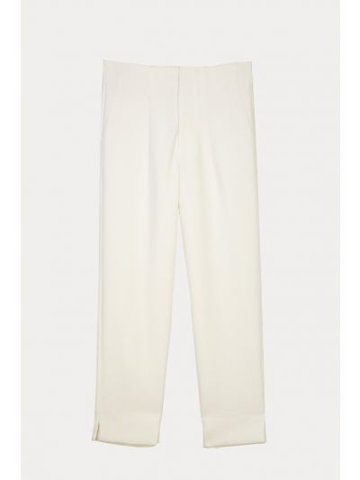 Side Slits Solid High Rise Formal Trousers