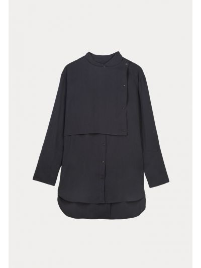 Flap Panel Solid Buttoned Shirt -Sale