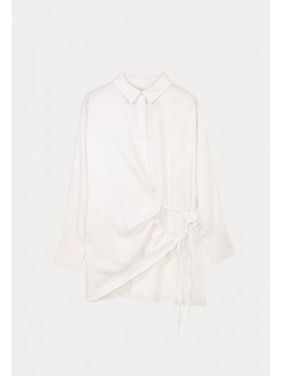 Side Knot Long Solid Shirt -Sale