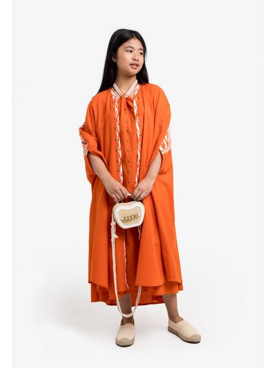 Contrast Halter Dress & Abaya Set