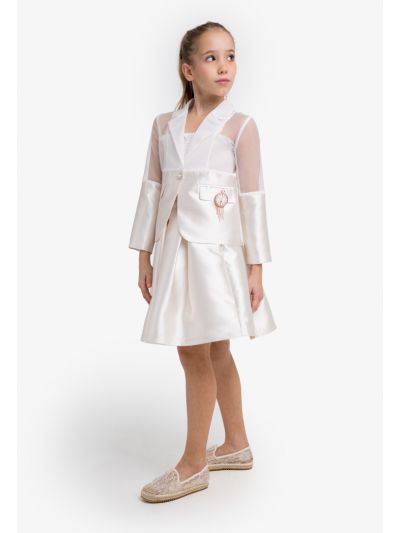 Contrast Organza Jacket & Skirt Set