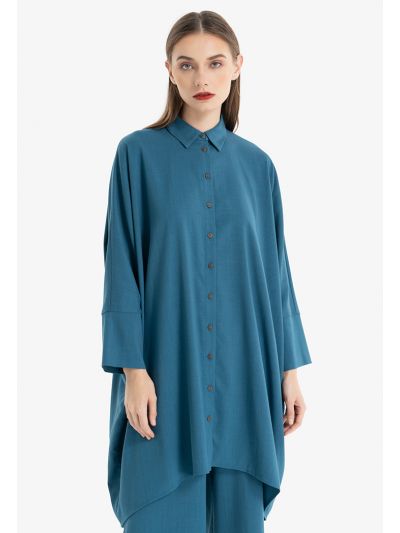 Thin Striped Mutlicolored Long Button Down Shirt