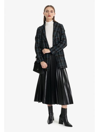 Pleated Solid Flared Maxi Skirt