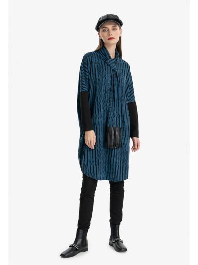 Patterned Printed Two Toned Midi Dress