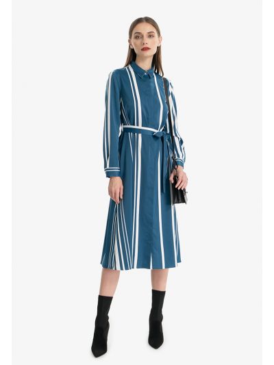 Chalk Stripe Two Toned Dress